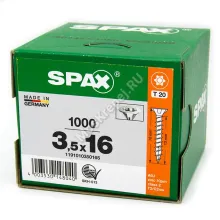 Саморез SPAX 3,5x16 универс. потай. полная резьба (1000 шт.)