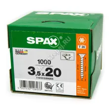 Саморез SPAX 3,5x20 универс. потай. полная резьба (1000 шт.)
