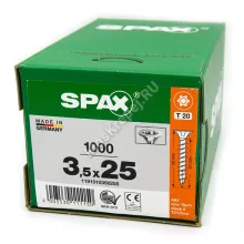 Саморез SPAX 3,5x25 универс. потай. полная резьба (1000 шт.)