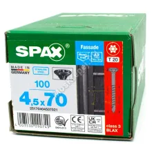 Саморез для фасадной доски SPAX 4.5x70 чёрный из нержавейки (100шт.)
