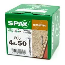Саморезы SPAX 4.5x50 для крепления OSB, МДФ, ДСП и фанеры (200 шт. + бита)