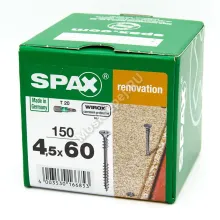 Саморезы SPAX 4.5x60 для крепления OSB, МДФ, ДСП и фанеры (150 шт. + бита)