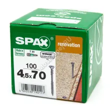 Саморезы SPAX 4.5x70 для крепления OSB, МДФ, ДСП и фанеры (100 шт. + бита)