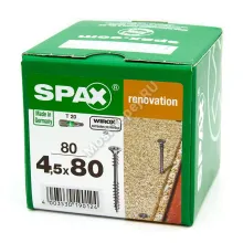 Саморезы SPAX 4.5x80 для крепления OSB, МДФ, ДСП и фанеры (80 шт. + бита)