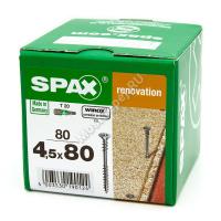 Саморезы SPAX 4.5x80 для крепления OSB, МДФ, ДСП и фанеры (80 шт. + бита)